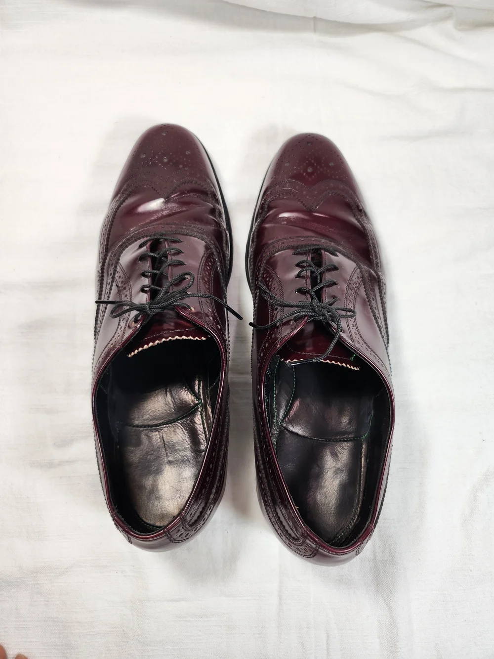 Florsheim Royal Imperial Burgundy Leather Wingtip Oxford Shoes Mens 11 D Vintage